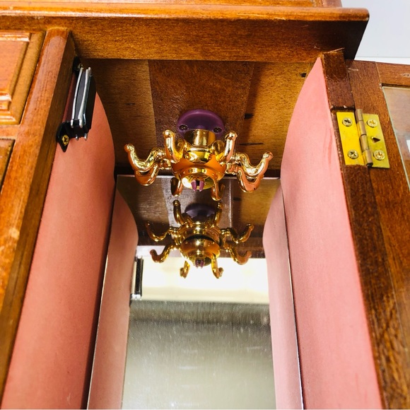 Vintage Wooden Treasure Chest Jewelry Storage Box Trinket Drawers Mirror Closet - Picture 10 of 11